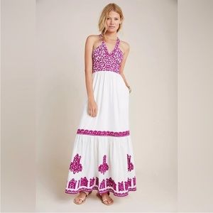 Anthropologie Manuela Embroidered Maxi Dress